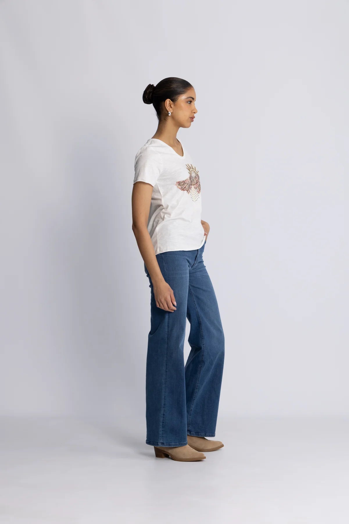 MOS MOSH Nadine O-SS Deco Tee, Powder Pink
