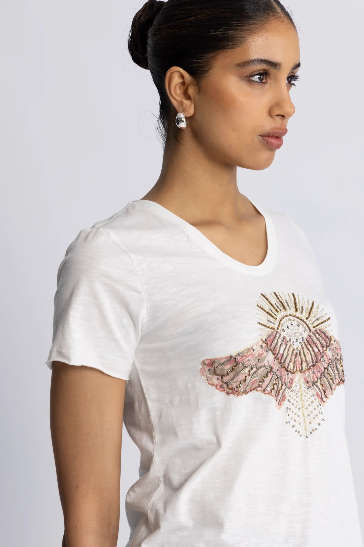 MOS MOSH Nadine O-SS Deco Tee, Powder Pink