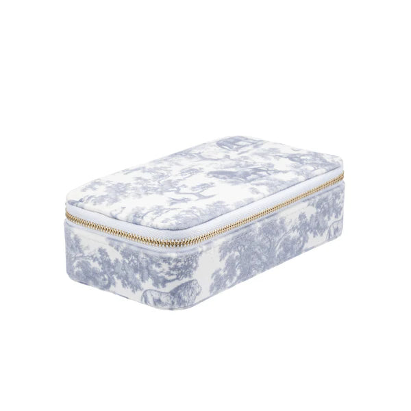 Velvet jewellery box - Country blue savannah pattern