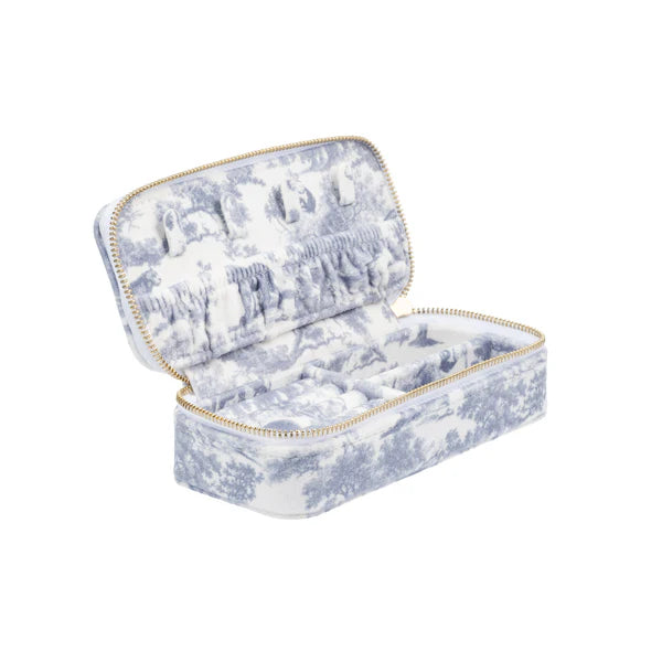Velvet jewellery box mini - Country blue savannah pattern
